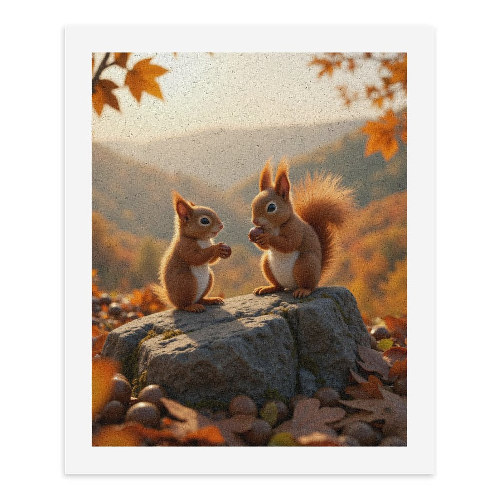 Paint By Numbers Kit for Adults Beginner - Squirrels Autumn Leaves Rock Acorns DIY Canvas Painting Kits for Adults, Frameless Paint By Number for Adults for Home Wall Decor 16x20 Inch