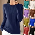 thumbnail image 1 of Dagugfen Hauts d'Automne pour Femmes Col Rond Manches Longues Tricot Confortable Couche de Base Thermique Chandail Décontracté, 1 of 4