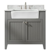 Design Element Burbank 36" Farmhouse Single Sink Bathroom Vanity in Gray - No Assembly Required