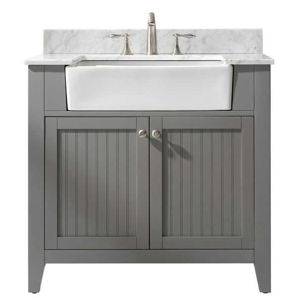 Design Element Burbank 36 Farmhouse Single Sink Bathroom Vanity In Gray No Assembly Required Com Design Element Burbank 36 Farmhouse, 36 Bathroom Vanity Farmhouse Sink