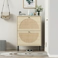 thumbnail image 2 of 2 Flip Drawers Rattan Shoe Cabinet Wooden Shoe Cabinet Storage for Entryway Living Room Bedroom Hallway Apartment, Natural, 2 of 7