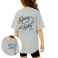 thumbnail image 2 of Hauts Décontractés pour Filles T-Shirt à Manches Courtes Col Rond Imprimé pour Activités Scolaires Extérieures Tissu Extensible Confortable Âges 3-13, 2 of 6