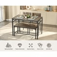thumbnail image 6 of 4-Piece Dining Table Set with 2 Chairs and Bench for Small Space - Kitchen Table with Under-Bench Storage Rack - Gray, 6 of 6