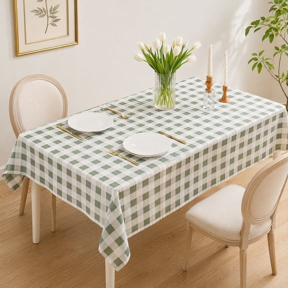KGJQ Rectangle Tablecloth, Waterproof Oil-Proof Tablecloth, Easy to Wipe Clean, Checkered Table Cover for Dining Table Outdoor Camping Picnic Patio Use