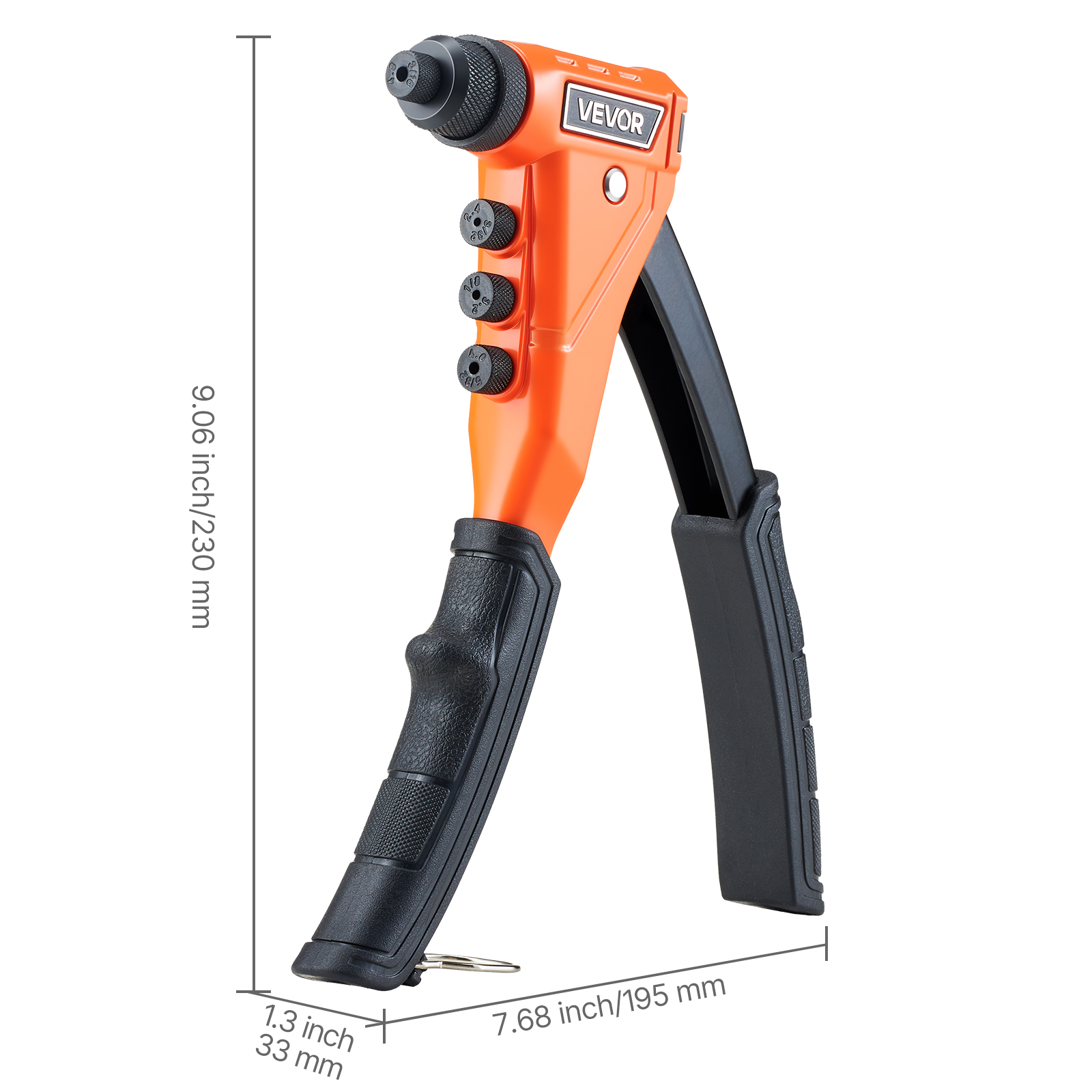 VEVOR Pop Rivet Gun Kit, with 200 Blind Rivets, Heavy Duty Single Hand Riveter with 4 Interchangeable Nosepieces, 4 Drill Bits, and a Carrying Case, Manual Riveting Tool for Metal, Automotive, Home