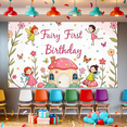 thumbnail image 5 of Cute Fairy Themed Birthday Backdrop Banner with Mushrooms Butterflies and Flowers Party Supplies Photography Props for Birthday Party Decorations Kids Celebrations, 5 of 8