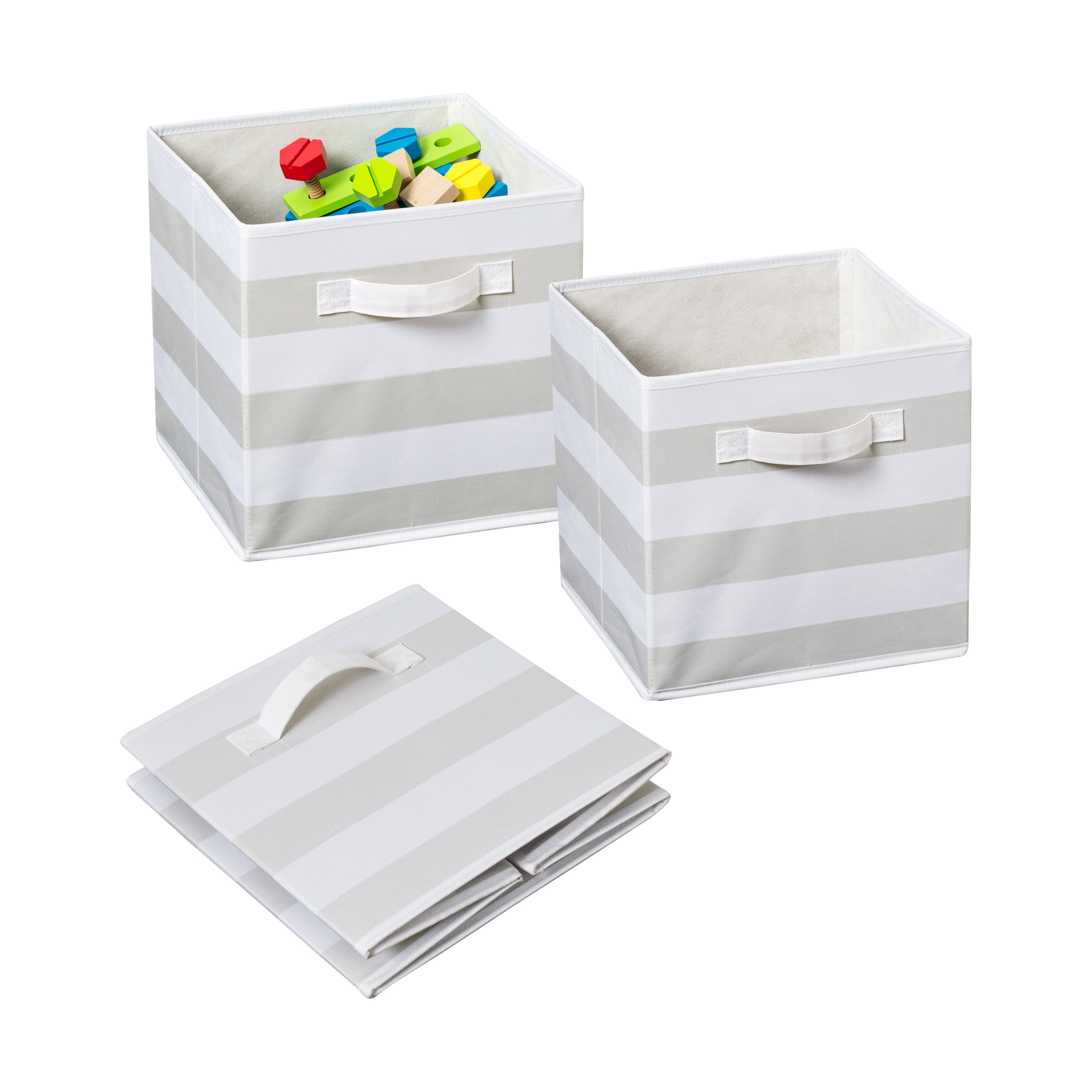 Grey Stripe Fabric Cube (3 cubes) (Kit of 3)