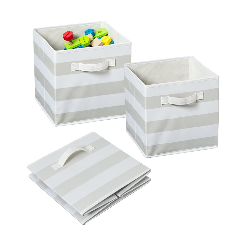 Grey Stripe Fabric Cube (3 cubes) (Kit of 3)