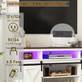 thumbnail image 2 of LED Farmhouse TV Stand for 65" 75" TVs with Power Outlets, 32" Tall Sliding Barn Door Entertainment Center with Adjustable Shelves/4 Layer Storage for Living Room, Rustic White, 2 of 8