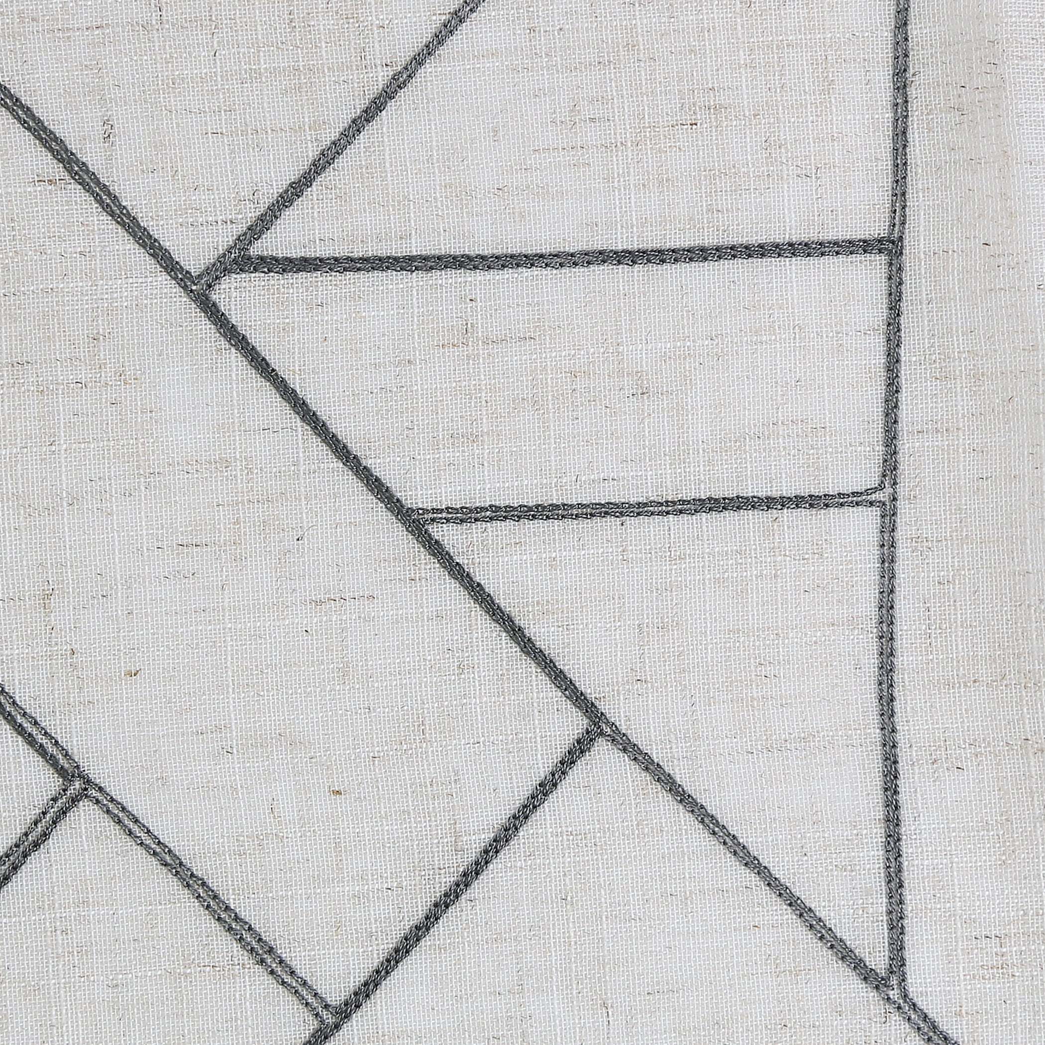 Archaeo Jigsaw Embroidery Linen Blend Curtain, 50"x95", Gray/Linen