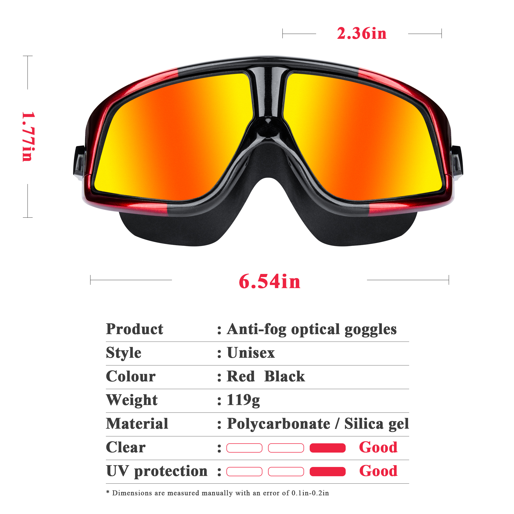 Topcobe Swimming Goggles for Adults, Waterproof Big Frame Swimming