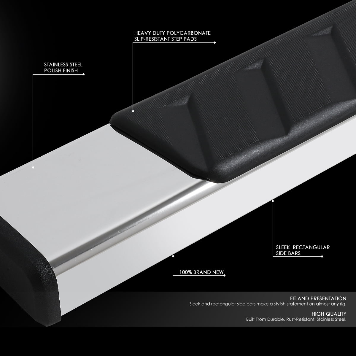 DNA Motoring For 09-24 Dodge Ram 1500-3500 Crew Cab 5" Flat Side Step Nerf Bar Running Board