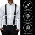 thumbnail image 3 of Men's 2 Inch Heavy Duty Suspenders，Adjustable X-Back with Strong Clips for Work,Jeans,and More, 3 of 7