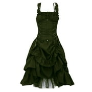 Womens Gothic Vintage Dress Steampunk Retro Court Princess Sleeveless Dress Daily Ritual Womens Midi Dress