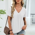 thumbnail image 5 of Spring Tops for Women 2026 Short Sleeve V Neck Womens T Shirts Casual Loose Fit Ruched Top Beach Vacation Clothes, 5 of 6