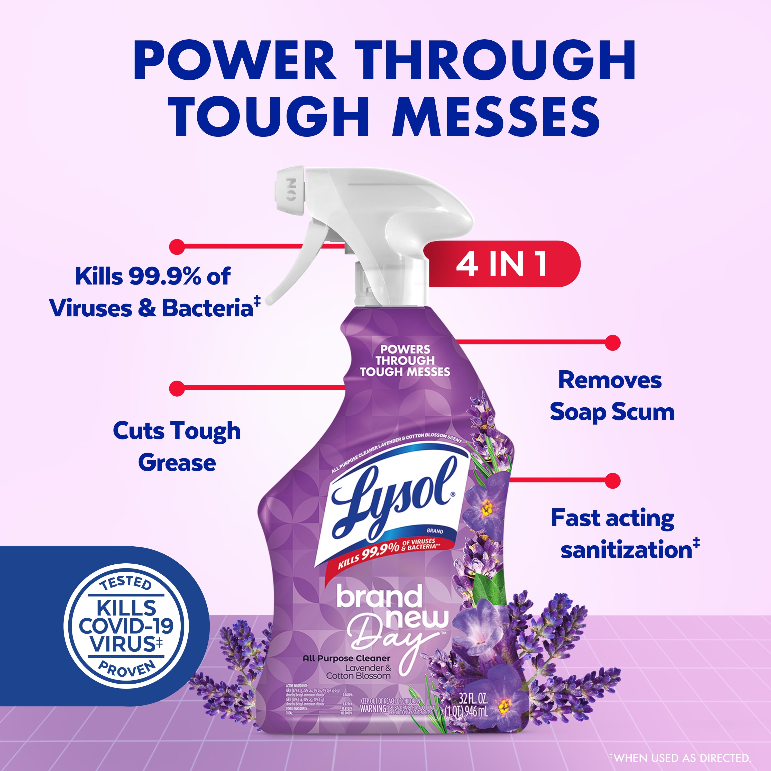 (9 pack) Lysol® All-Purpose Cleaner, Sanitizing and Disinfecting Spray, Lavender & Cotton Blossom, 32 fl oz