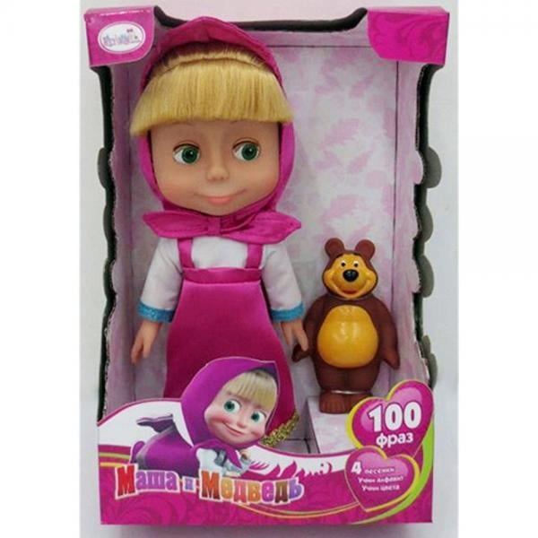 Naughty Doll Masha from Popular Cartoon Masha and the Bear She speaks in Russian 100 phrases and sings 4 songs in a set with a Bear Masha y el Oso muñeca -