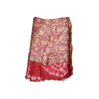 Mogul Women Reversible Printed Silk Sari Wrap Mini Skirts
