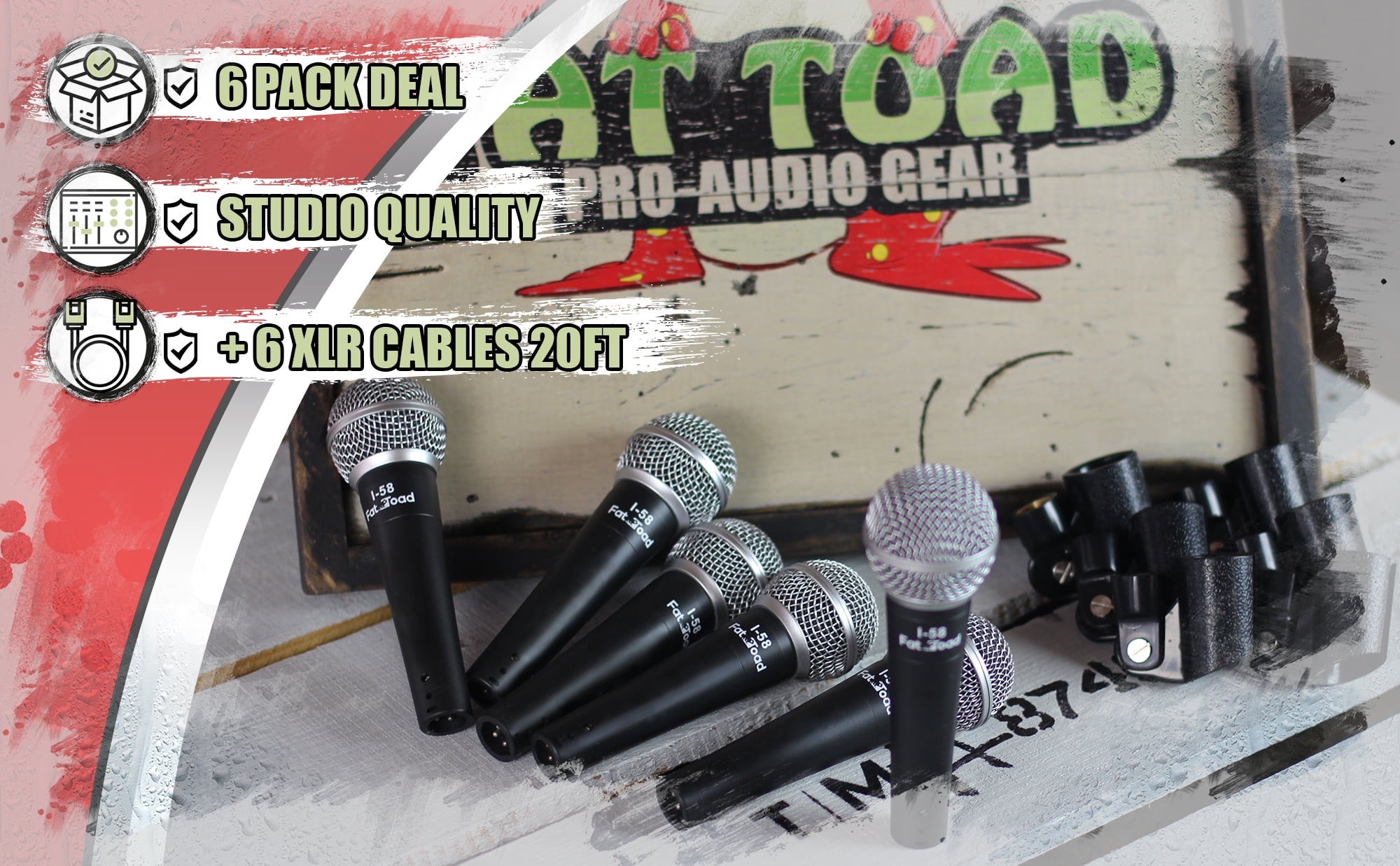  Fat Toad Dynamic Vocal Microphones with XLR Mic Cables