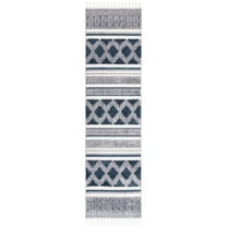 SAFAVIEH Marrakesh Georgiana Southwestern Polyester Runner Rug, Ivory/Blue, 2'3" x 8'