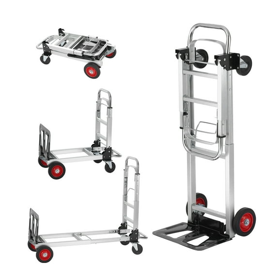 FGYRYK 2-in-1 Folding Hand Truck Dolly, Aluminum Convertible Cart with 400 lbs Capacity, Heavy Duty Utility Platform Cart with Removable Wheels for Warehouse, Office, Home Use