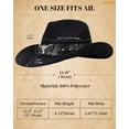 thumbnail image 6 of WHIPPY Western Cowboy Hat for Men Women Adjustable Cowgirl Hat Wide Brim Beach Cowboy Hat, 6 of 7