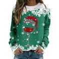 thumbnail image 1 of Chandails de Noël Adaptés pour Chandail à Écusson d'Alien Femmes Adolescentes Filles Long Chandail pour Femmes Grande Taille Manche Col Rond Chandail Mignon Chat Chandails pour Femmes Renne Graphique Chandails de Noël, 1 of 4