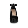 thumbnail image 6 of BLISSFUL STEP Women's Block Heel Pumps Platform Ankle Strap Round Toe Heel Black 9, 6 of 7