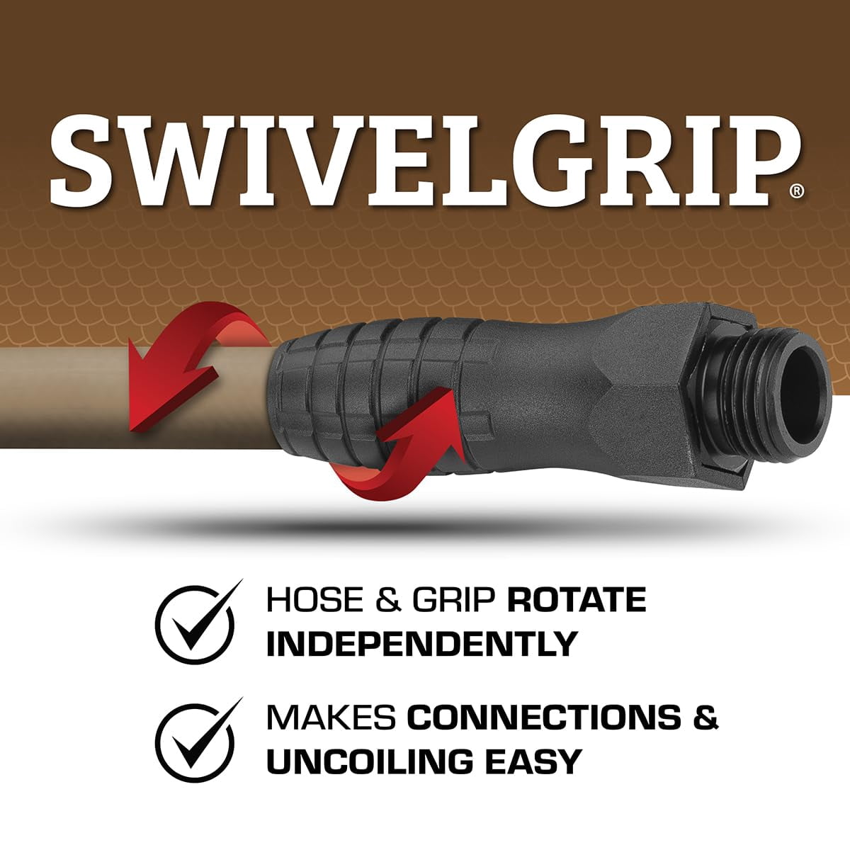Colors Swivelgrip Garden Hose 5/8 In. X 10 Ft.  Lightweight All-weather Water Durable And Flexible Leak-free Connections Brown Mulch