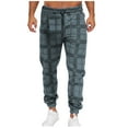 thumbnail image 2 of Runfenguu Cargo Pants For Men Sweatpants Man Checkered Printed Sports Casual Drawstring Ankle Pants Motorcycle Pants, 2 of 4
