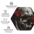 thumbnail image 3 of Yiaed Realistic Rose Skull Print Leather Coasters for Drinks - Cup Coasters Coffee Table Kitchen Table Bar, Home & Office Gifts Handmade Drink Coasters-Hexagon, 3 of 6