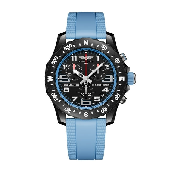 Breitling Endurance Pro 44 Quartz Chronograph Black Dial Breitlight Blue Rubber Strap Men's Watch X82310281B1S2