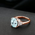 thumbnail image 4 of Gem Stone King 18K Rose Gold Plated Silver Ring Oval Sky Blue Topaz and Moissanite (6.56 Cttw, Size 7), 4 of 4