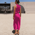 thumbnail image 2 of Elegante vestido de noche de satén con cuello halter sin mangas para boda de verano para mujer (M), 2 of 6