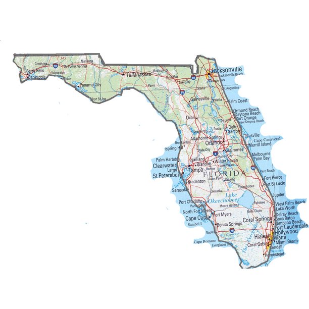 Laminated Map - Florida State Map Poster 20 X 30 - Walmart.com