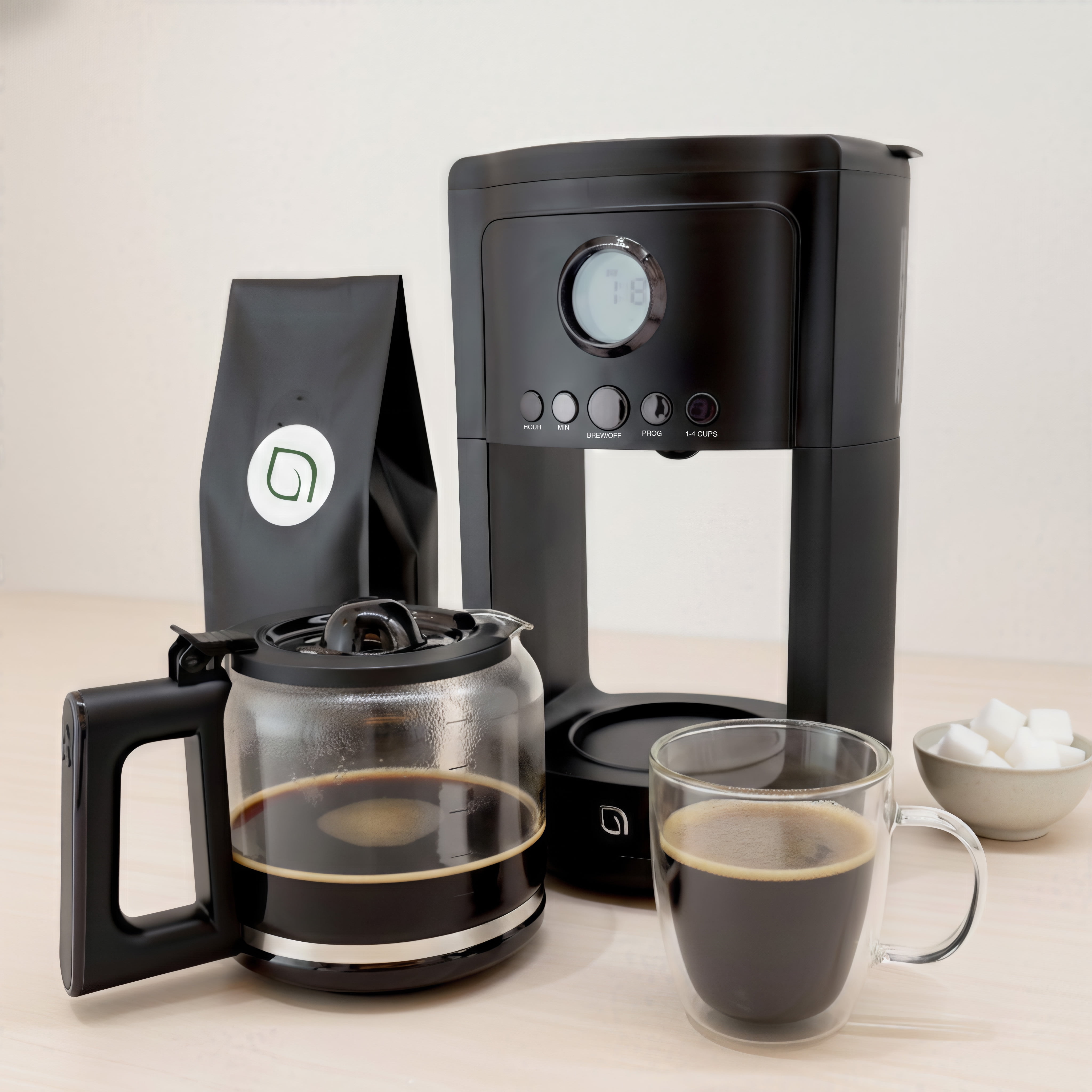 Willow Kitchen 12-Cup Drip Coffee Maker, Digital Programmable Coffee Maker with Auto Keep Warm Function, Black