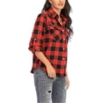 thumbnail image 2 of Innerwin Shirts Long Sleeve Ladies Blouse Holiday Button Down Loose Tops Red Black L, 2 of 4