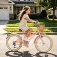 thumbnail image 3 of XJD 20 inch Girls Bike for 6-12 Years Old Toddlers and Kids, Kid's Bicycle with Basket and Kickstand, Retro Style Childrens Bike for Teen Girls, Pink, 3 of 13