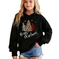 thumbnail image 2 of Telankuip Cozy Girls Christmas Hoodies Festive Holiday Long Sleeve Hooded Sweatshirts with Unique Xmas Tree Prints Kid's Loose Comfort Merry Xmas Pullovers with Pocket Black 6-7 Years, 2 of 4