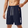 thumbnail image 2 of XIAONU Letter Print Shorts for Men Zipper Pockets Daily Wear Athletic Shorts, 2 of 4