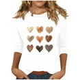 thumbnail image 1 of T-Shirts pour Femmes, Chemisiers pour Femmes, T-Shirt Imprimé de Mode pour Femmes à Manches 3/4 Blouse à Col Rond Décontractée, Blouse pour Femmes, Chemisiers pour Femmes à Manches 3/4, 1 of 3