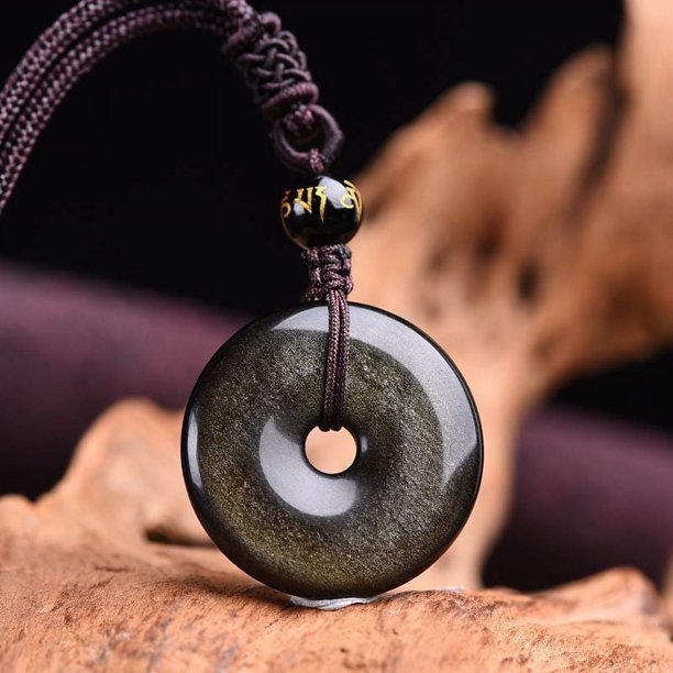 Joyas para collar con colgante de cristal de obsidiana dorada colorida de Ujin Ice 7A