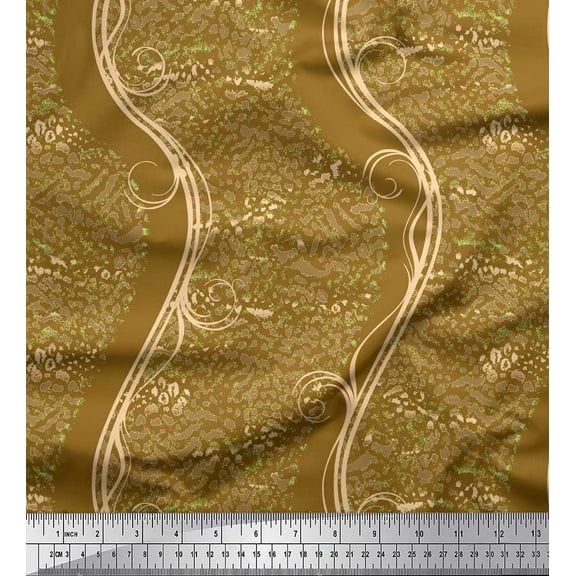 Soimoi Crepe Silk Fabric animal skin,swirl & waves Abstract Print Fabric by the Yard 42 Inch Wide