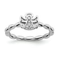 thumbnail image 1 of 925 Sterling Silver Stackable Expressions Polished Diamond Angel With halo Ring Size: 7; for Adults and Teens; for Women and Men, 1 of 5