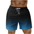 thumbnail image 2 of Yteetum Beach Shorts for Mens Swim Trunks Beach Shorts with Pockets Summer Casual Imitation Cotton Linen Gradient Printed Elastic Waist Drawstring Shorts Quickly Dry Comfortable Lightweight Shorts, 2 of 5