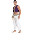 thumbnail image 3 of Mens Halloween Costume Mythical Prince Aladin Carnival Cosplay Party Outfit Sequin Trim Waistcoat With Belted Pants, 3 of 5