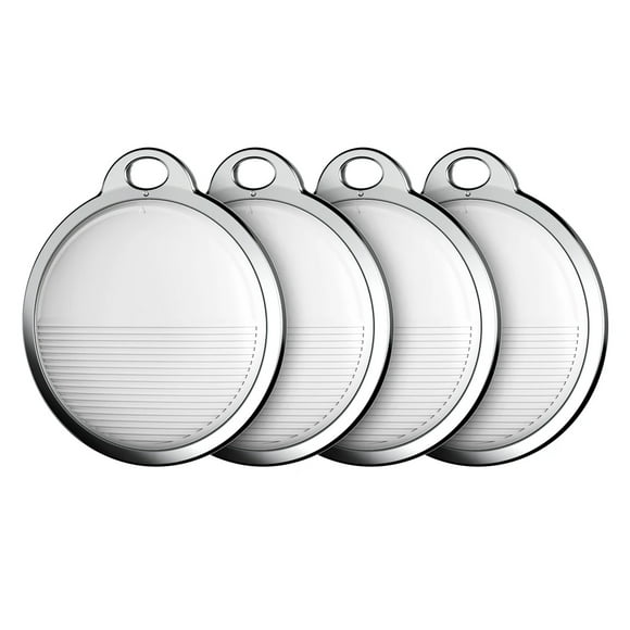 Mistaha Circular Bluetooth Tracker Locator for Apple Devices - 4 Pack White - MFi Certified - Global Positioning - One-Click Find - Long Standby Time