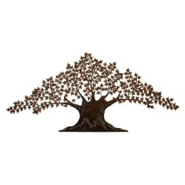 DecMode Dark Brown Metal Indoor Outdoor Tree Wall Decor with Leaves