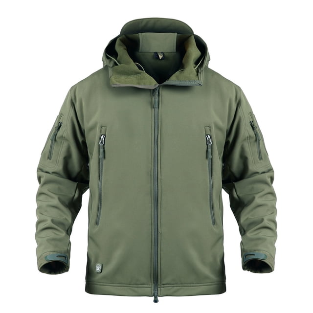 Chaqueta táctica de camuflaje con capucha para hombre, para otoño e invierno, para exteriores, estilo militar, softshell, forro polar, impermeable, resistente al viento, cálida, para caza y sende