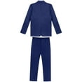 thumbnail image 2 of Mufeng Men's 2 Piece Dress Suit Slim Fit One Button Solid Formal Wedding Tuxedo Blazer Pants for Casual Formal Navy Blue S, 2 of 7